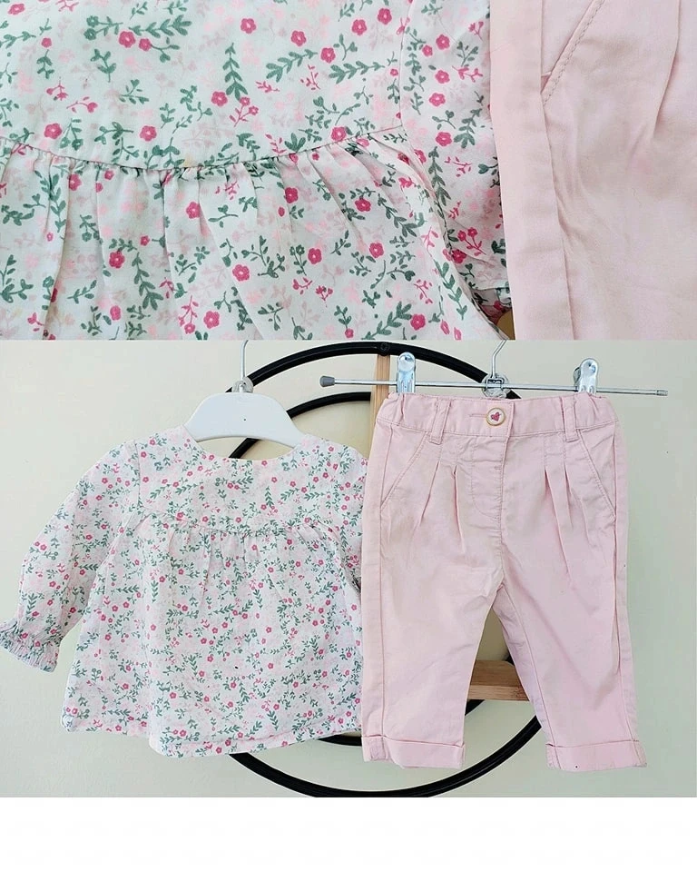 3 mois ensemble blouse tape a l oeil et pantalon kiabi